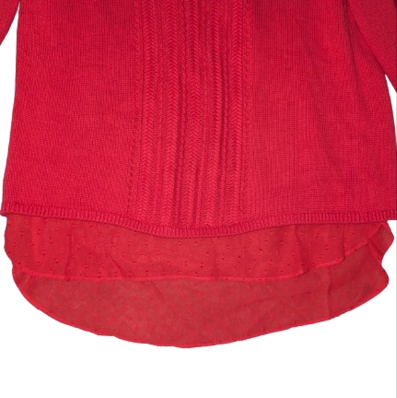 Lucky Brand Sweater Women's Small Lace Lined Red Layered - Picture 4 of 6